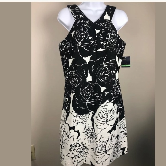 Just Taylor Black & White Floral Dress Sz 8 - Picture 2 of 5